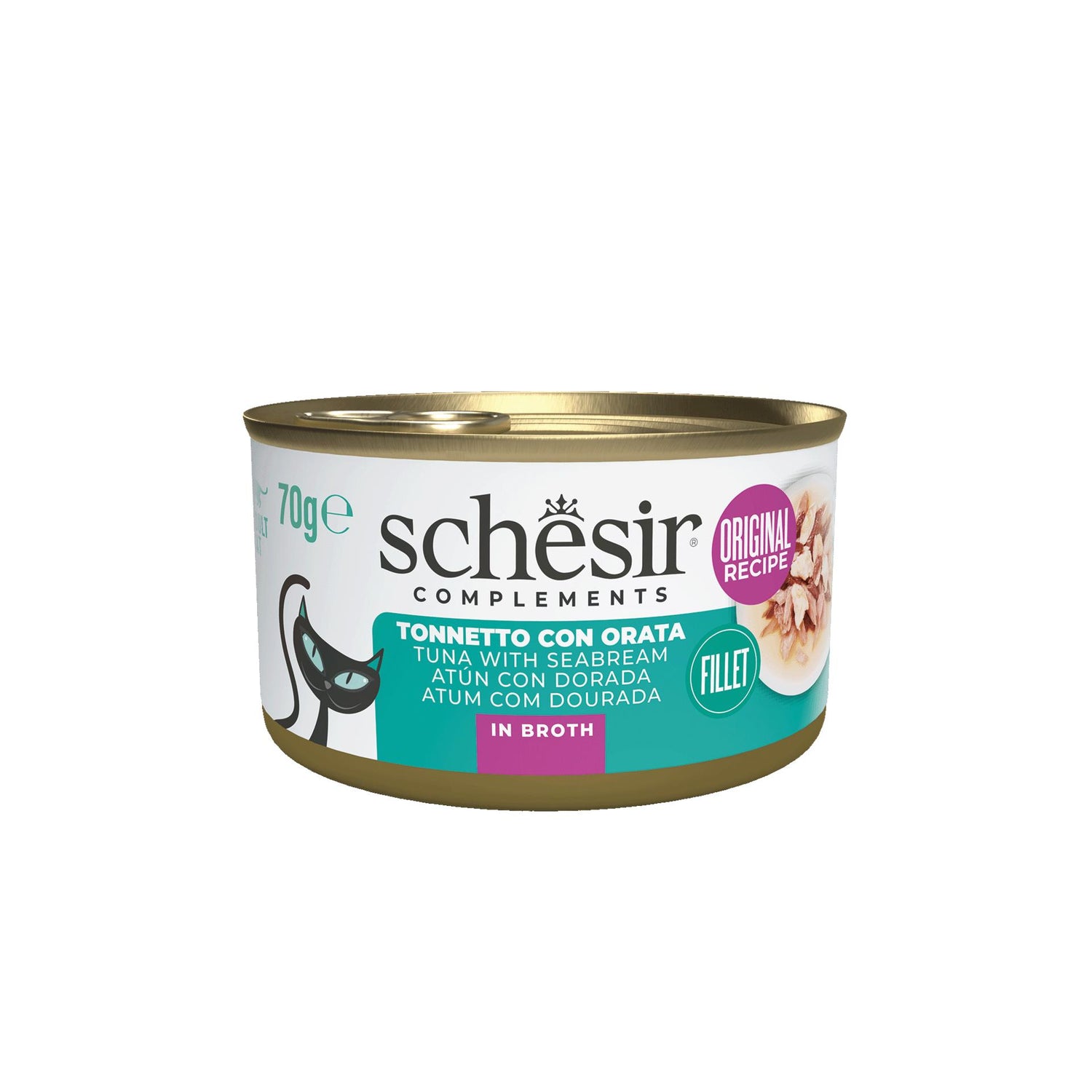 Pack Comida Húmida para Gato Adulto Atum e Dourada Lata Schesir