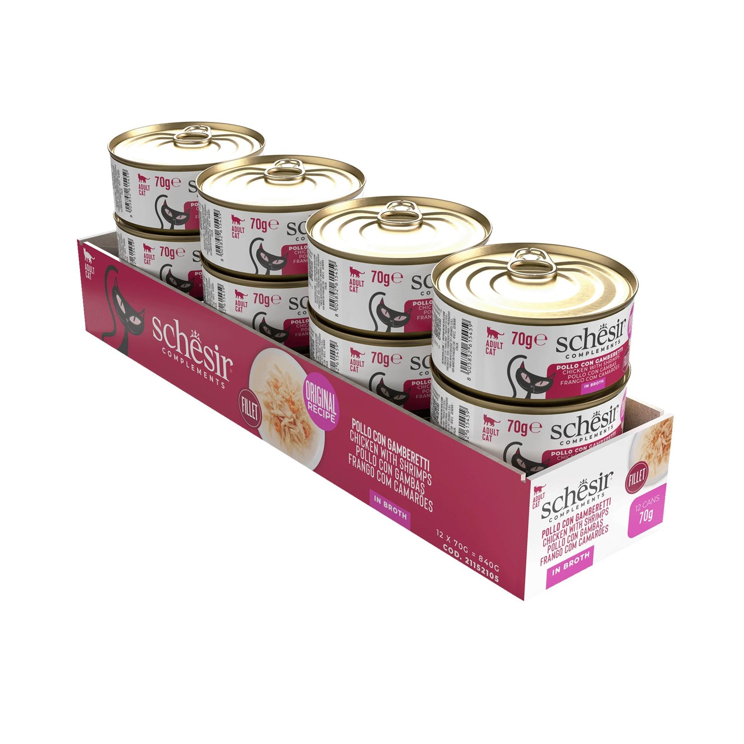 Pack Comida Húmida para Gato Frango e Gambas Lata Schesir