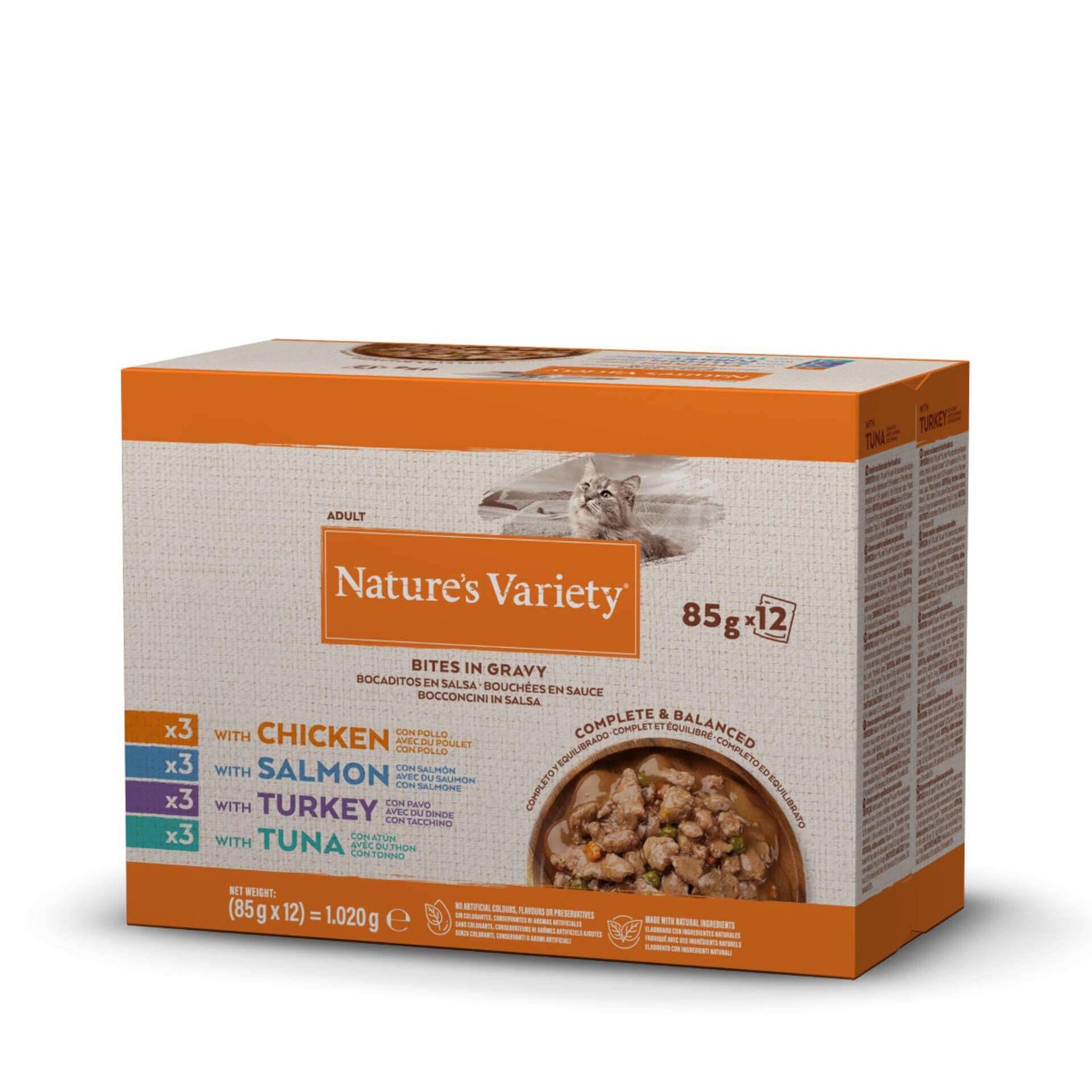 Comida Húmida para Gato Adulto Natural Frango Salmão Peru e Atum Nature'S Variety