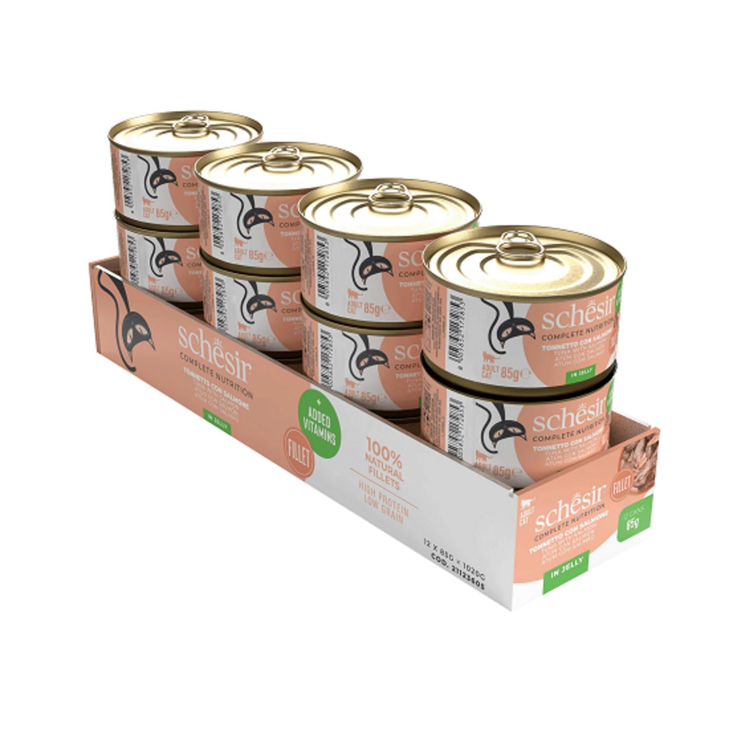 Pack Comida Húmida para Gato Adulto Atum e Salmão Gelatina Schesir