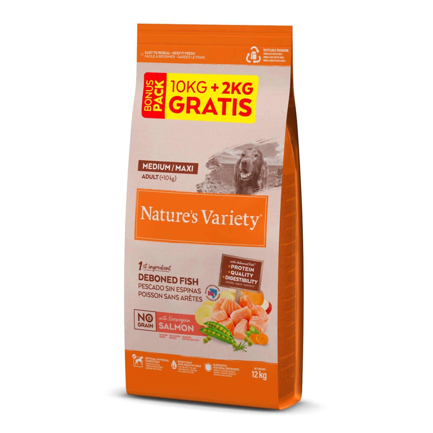 Ração para Cão Adulto Sem Cereais Raças Médias Salmão Nature'S Variety