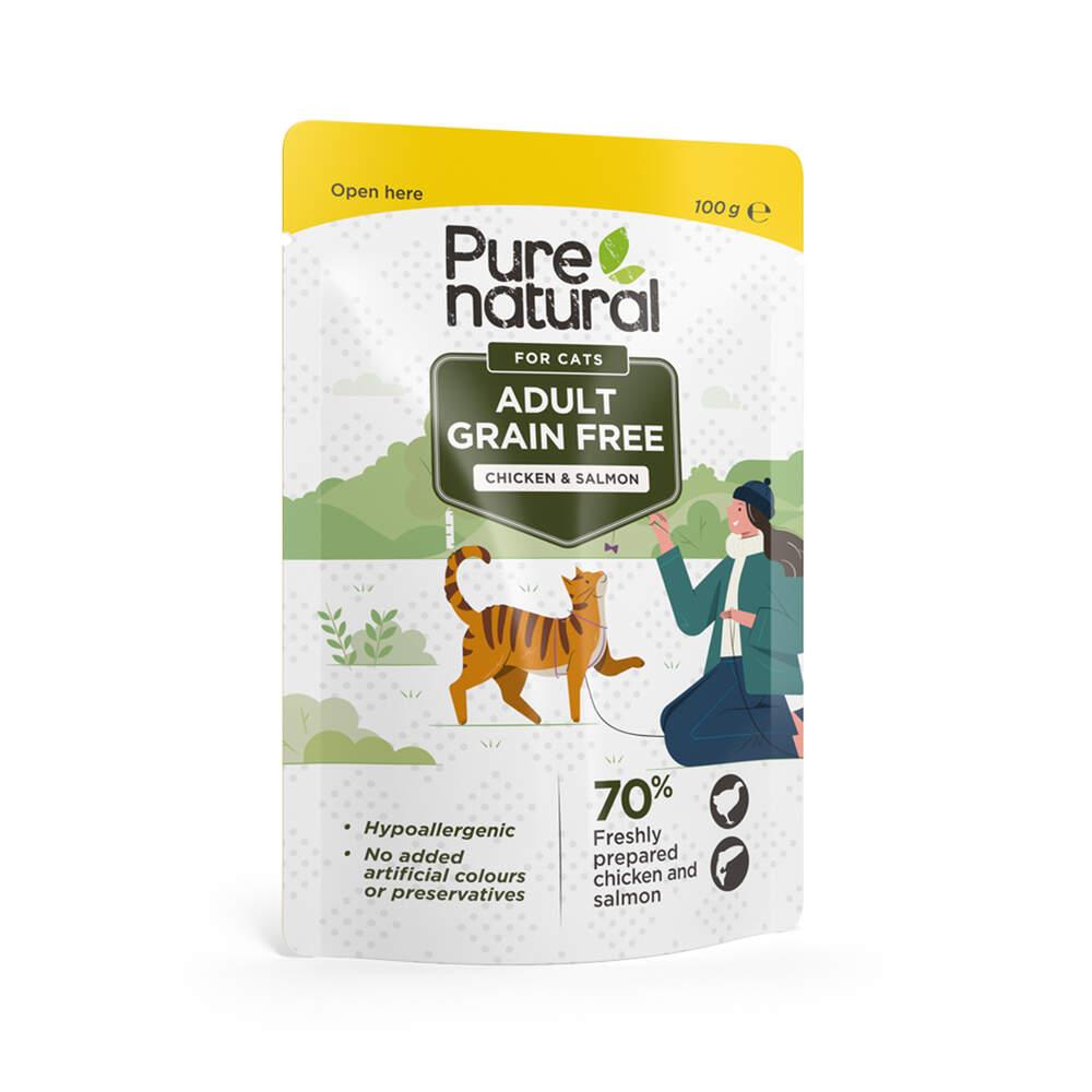 Comida Húmida para Gato Adulto Sem Cereais Frango e Salmão Purenatural