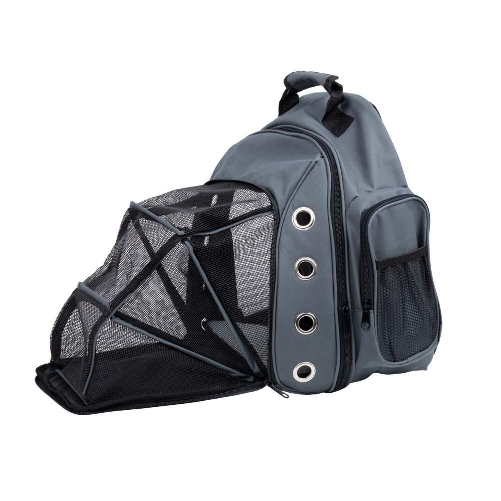 Transportadora Mochila Desdobrável para Gato Cinza