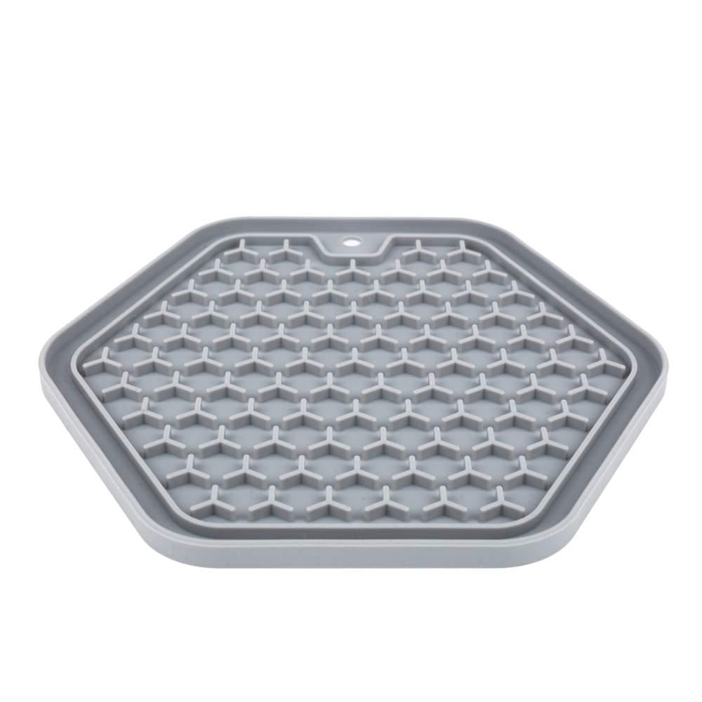 Comedouro Licking Mat Hexágono Cinza Basic
