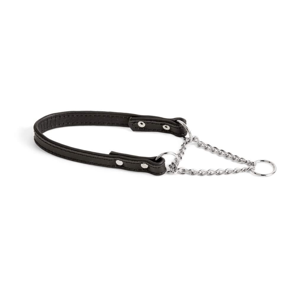 Coleira Redonda em Couro para Cão HC Preta 40-55cm Feel