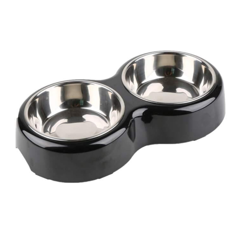 Comedouro Duplo Preto M Little & Bigger