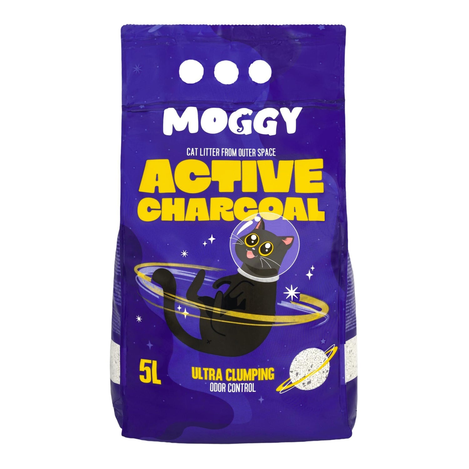 Areia Absorvente Aglomerante Active Charcoal Moggy 5 l