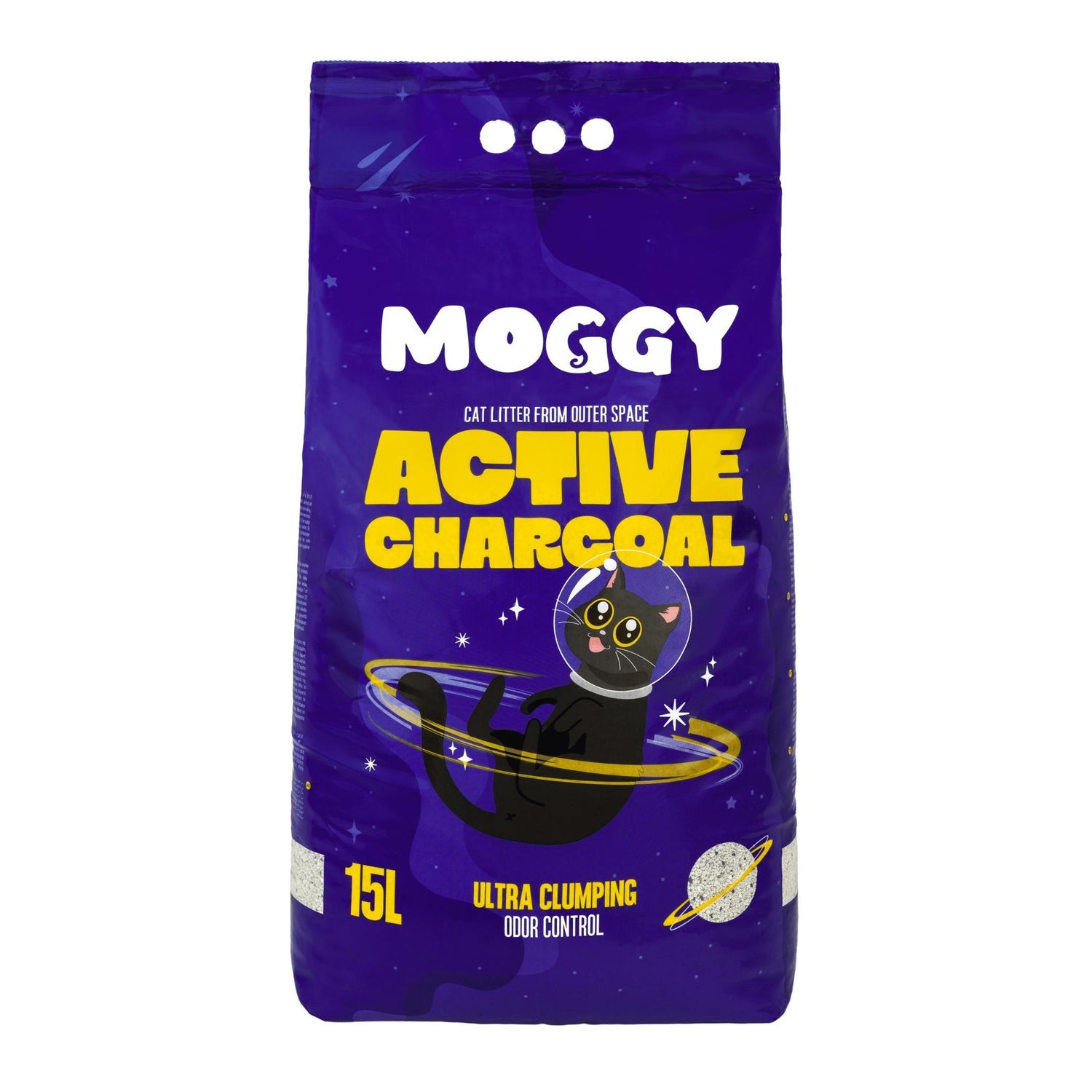 Areia Absorvente Aglomerante Active Charcoal Moggy 15 l