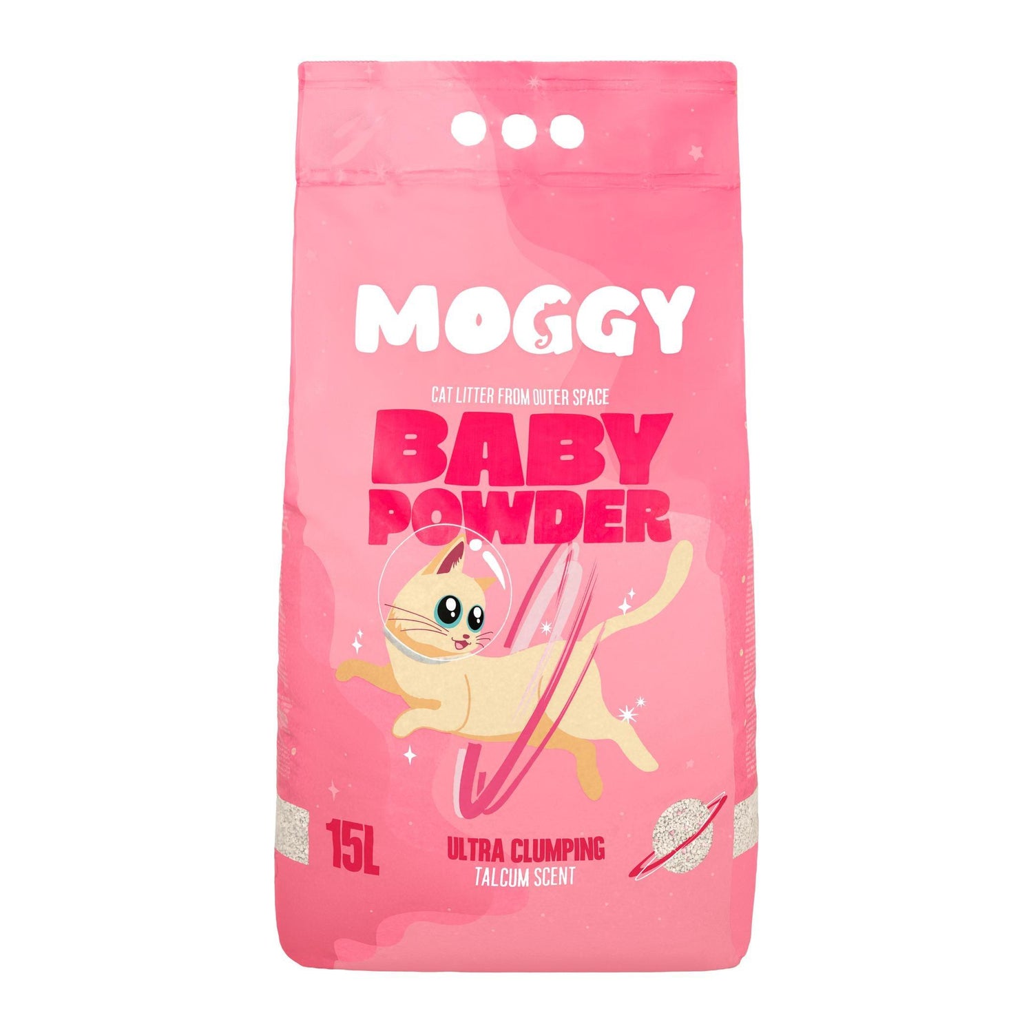 Areia Absorvente Aglomerante Baby Powder Moggy 15 l