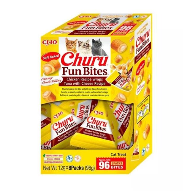 Snack para Gato Fun Bites Frango, Atum e Queijo Churu