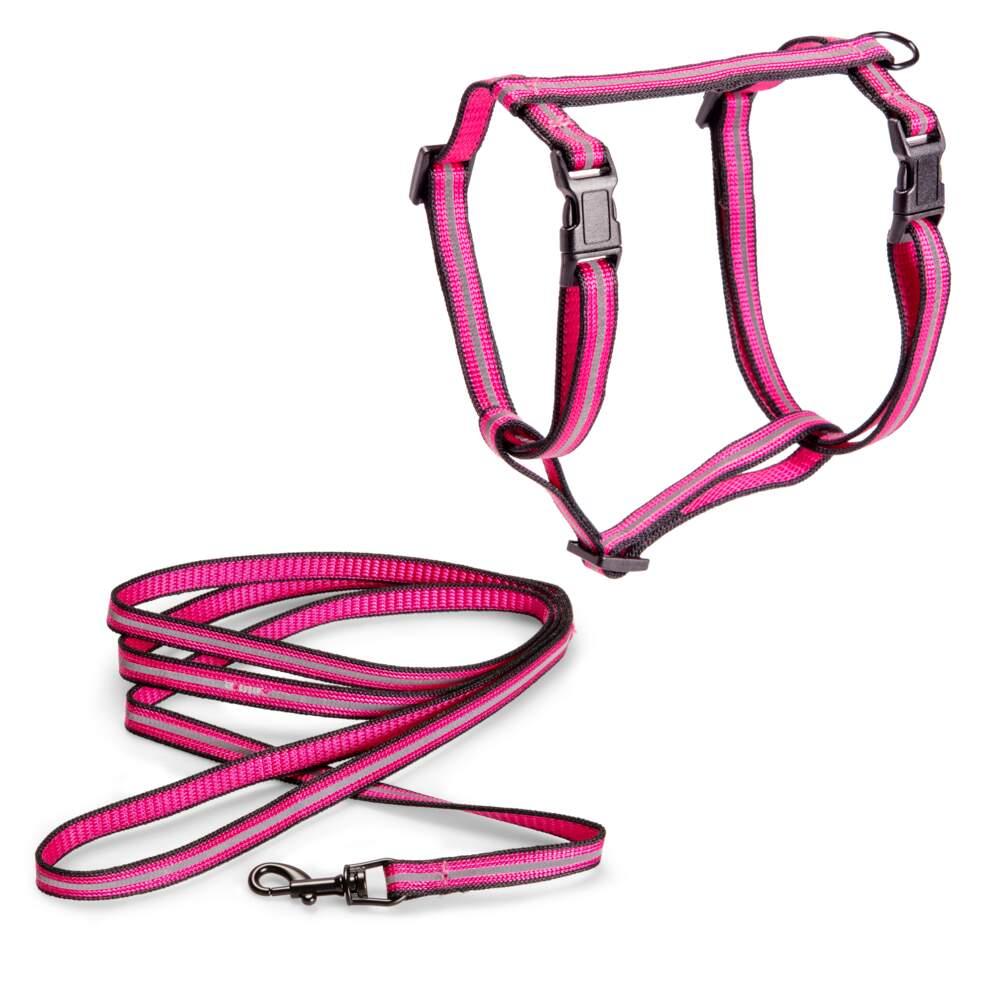 Arnês e Trela para gato Rosa M Basic