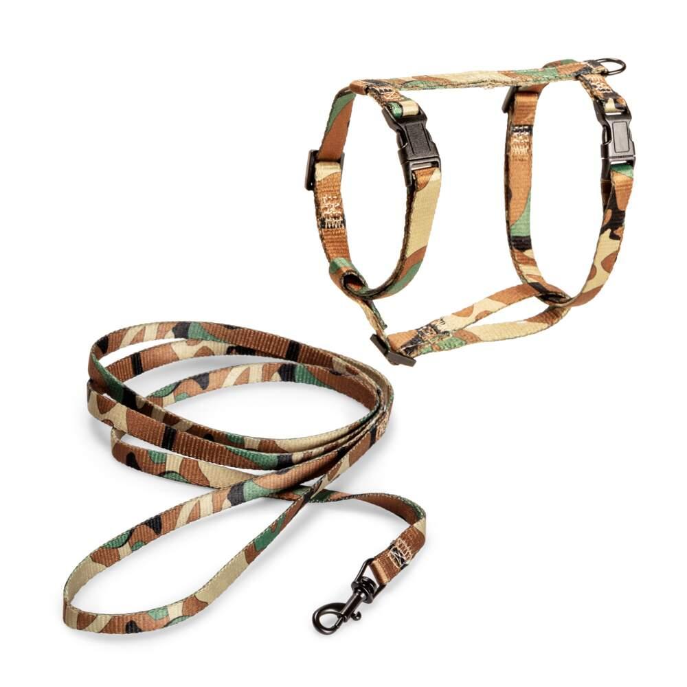 Arnês e Trela para gato Camuflado M Basic