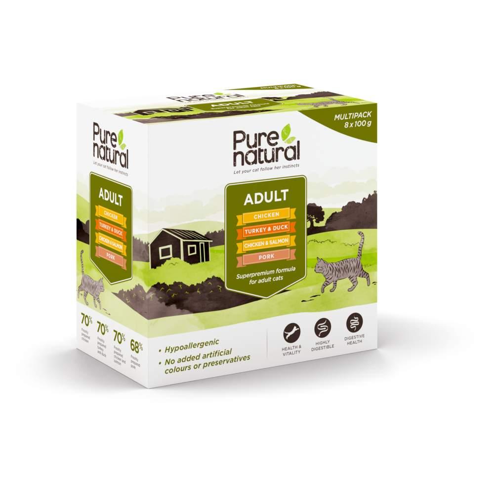 Comida Húmida para Gato Adulto Multipack 8x100g Purenatural