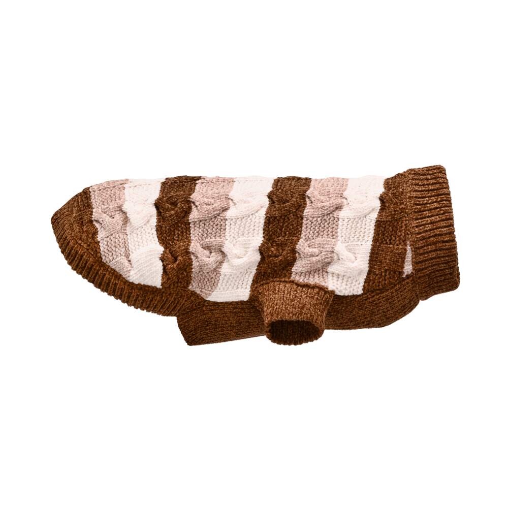Camisola para Cão em Tricôt Riscas Castanha Little & Bigger
