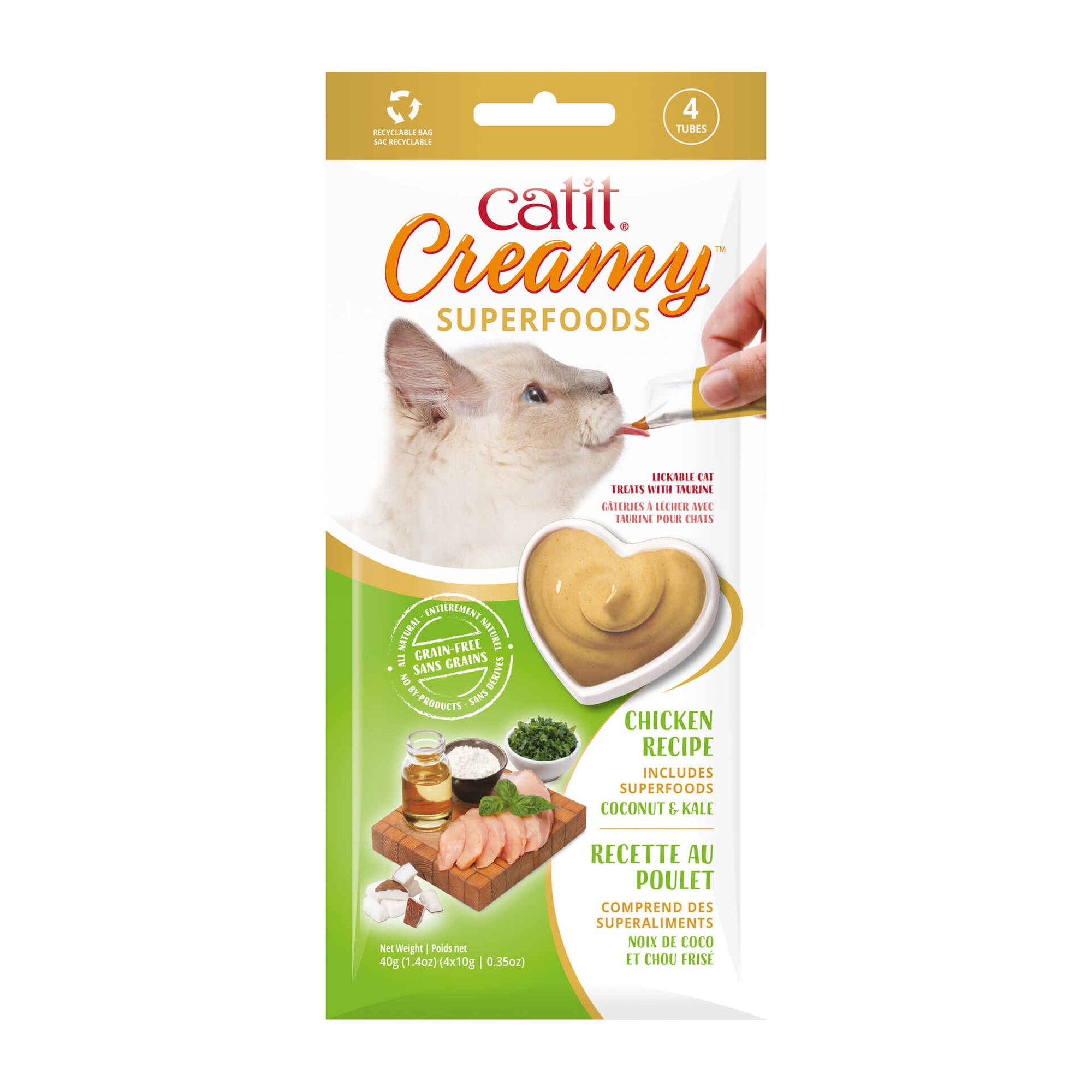 Puré para Gato Creamy Frango, Côco e Couve